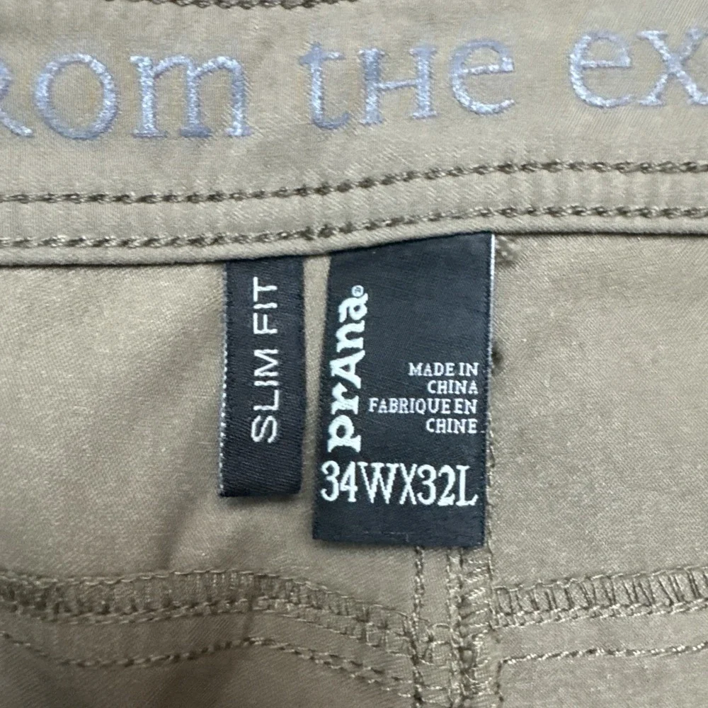 PrAna Brion Pants Men's 34x29 Straight‎ Nylon Blend Stretch Slim Fit Brown Green - Picture 8 of 11